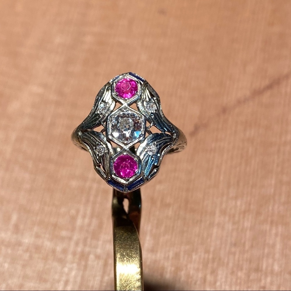 18k DIAMOND RUBY RING 6 - Picture 9 of 15